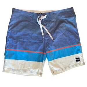 Ezekiel Gilligan 18" Blue Color Block Swim Trunks Board-shorts Men's Size 36